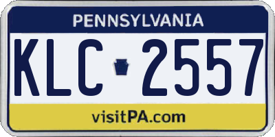 PA license plate KLC2557