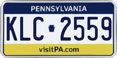 PA license plate KLC2559