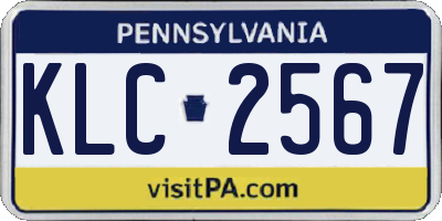 PA license plate KLC2567