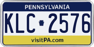 PA license plate KLC2576