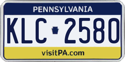 PA license plate KLC2580