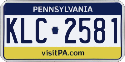 PA license plate KLC2581