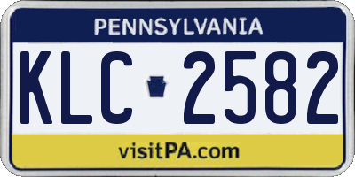 PA license plate KLC2582