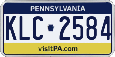 PA license plate KLC2584