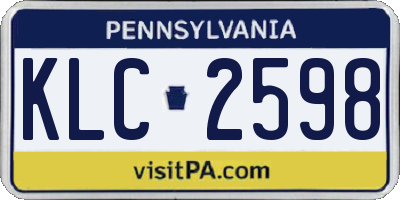 PA license plate KLC2598