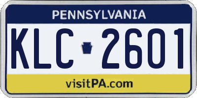 PA license plate KLC2601
