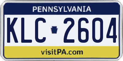 PA license plate KLC2604