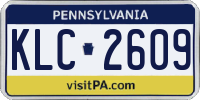 PA license plate KLC2609