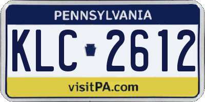 PA license plate KLC2612