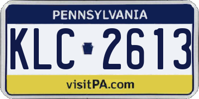 PA license plate KLC2613