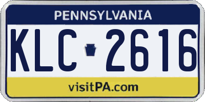 PA license plate KLC2616