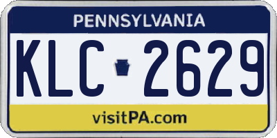 PA license plate KLC2629