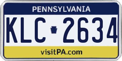 PA license plate KLC2634
