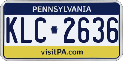 PA license plate KLC2636