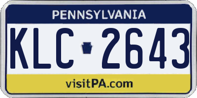 PA license plate KLC2643