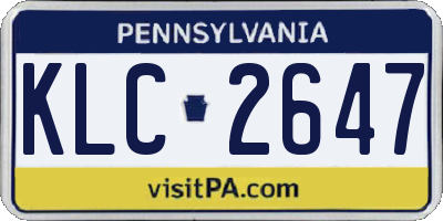 PA license plate KLC2647