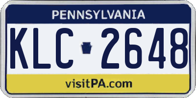 PA license plate KLC2648