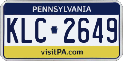 PA license plate KLC2649