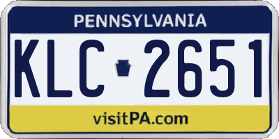 PA license plate KLC2651