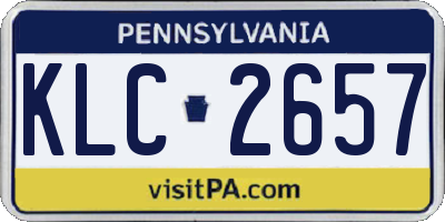 PA license plate KLC2657