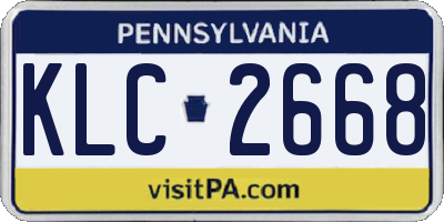 PA license plate KLC2668