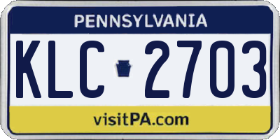 PA license plate KLC2703