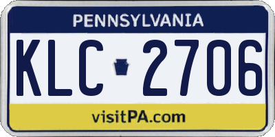PA license plate KLC2706