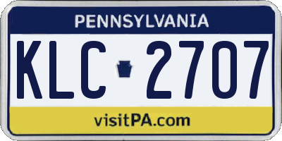 PA license plate KLC2707