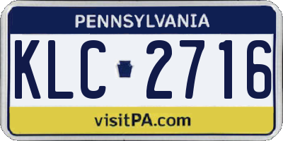 PA license plate KLC2716