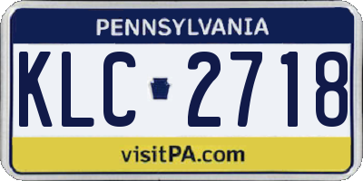 PA license plate KLC2718