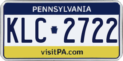 PA license plate KLC2722