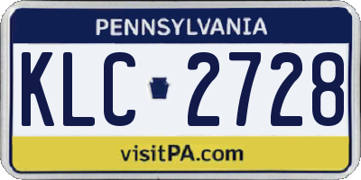PA license plate KLC2728