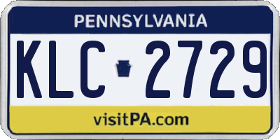 PA license plate KLC2729