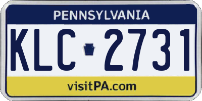 PA license plate KLC2731