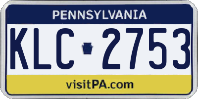 PA license plate KLC2753