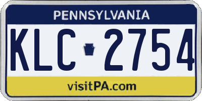 PA license plate KLC2754