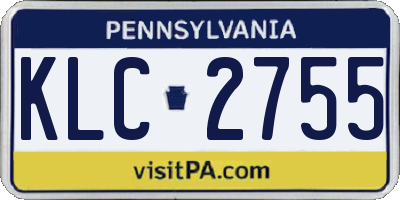PA license plate KLC2755