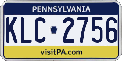 PA license plate KLC2756