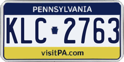 PA license plate KLC2763