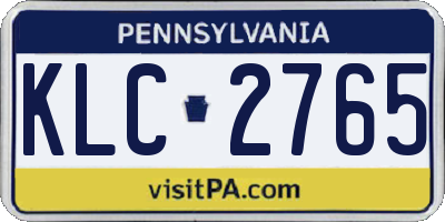 PA license plate KLC2765