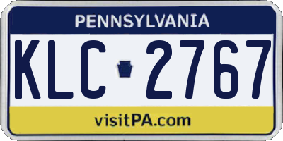PA license plate KLC2767