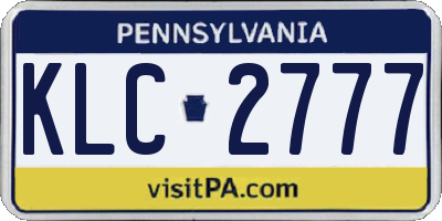 PA license plate KLC2777