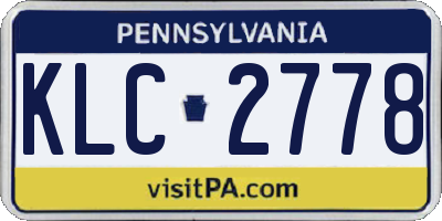 PA license plate KLC2778