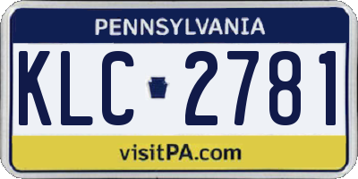 PA license plate KLC2781