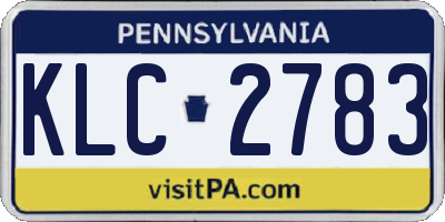 PA license plate KLC2783