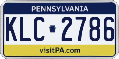 PA license plate KLC2786