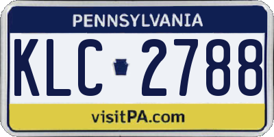 PA license plate KLC2788
