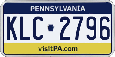 PA license plate KLC2796
