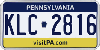 PA license plate KLC2816