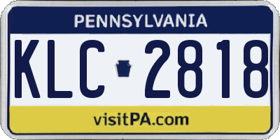 PA license plate KLC2818
